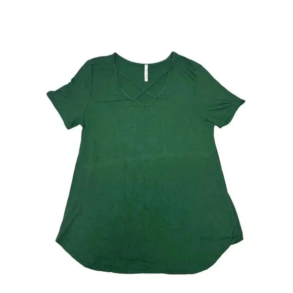 Lime n Chili Women's V-Neck Hi-Low Hem Forest Green T-Shirt Size L - Picture 1 of 7